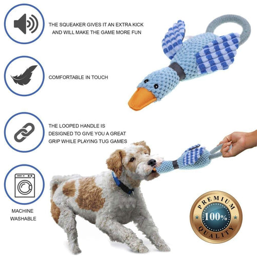 Squeaky Plush Dog Toy Blue Sky Duck