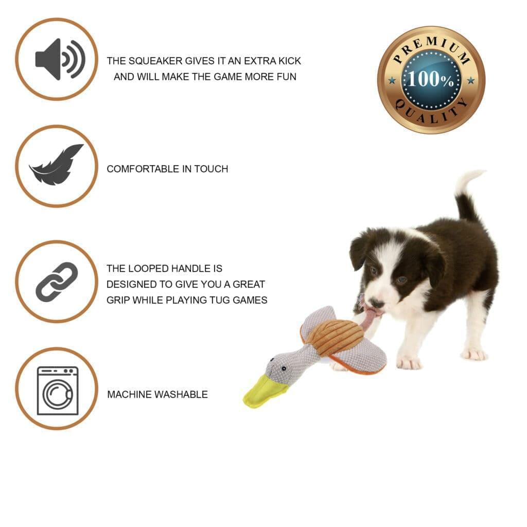 Squeaky Plush Dog Toy Fire Bird Duck