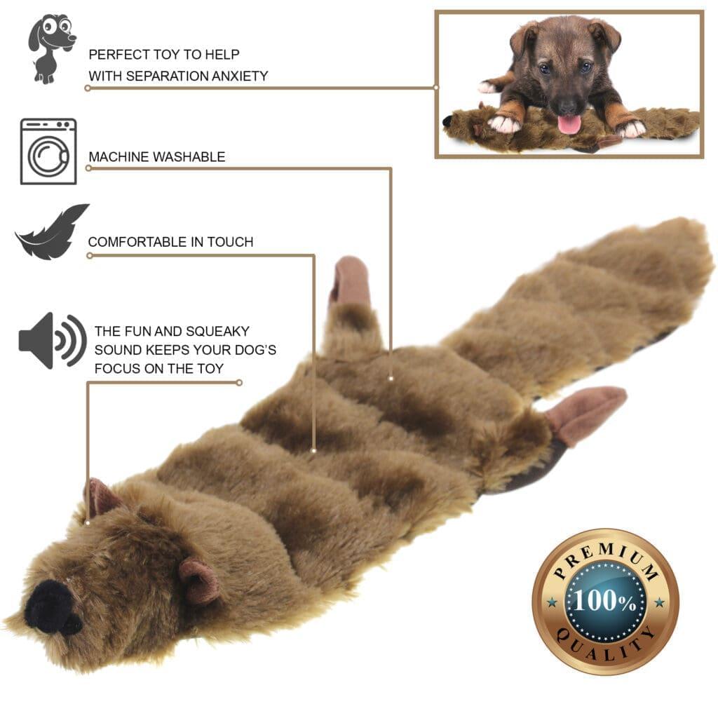 Squeaky Plush Dog Toy Ghost Raccoon