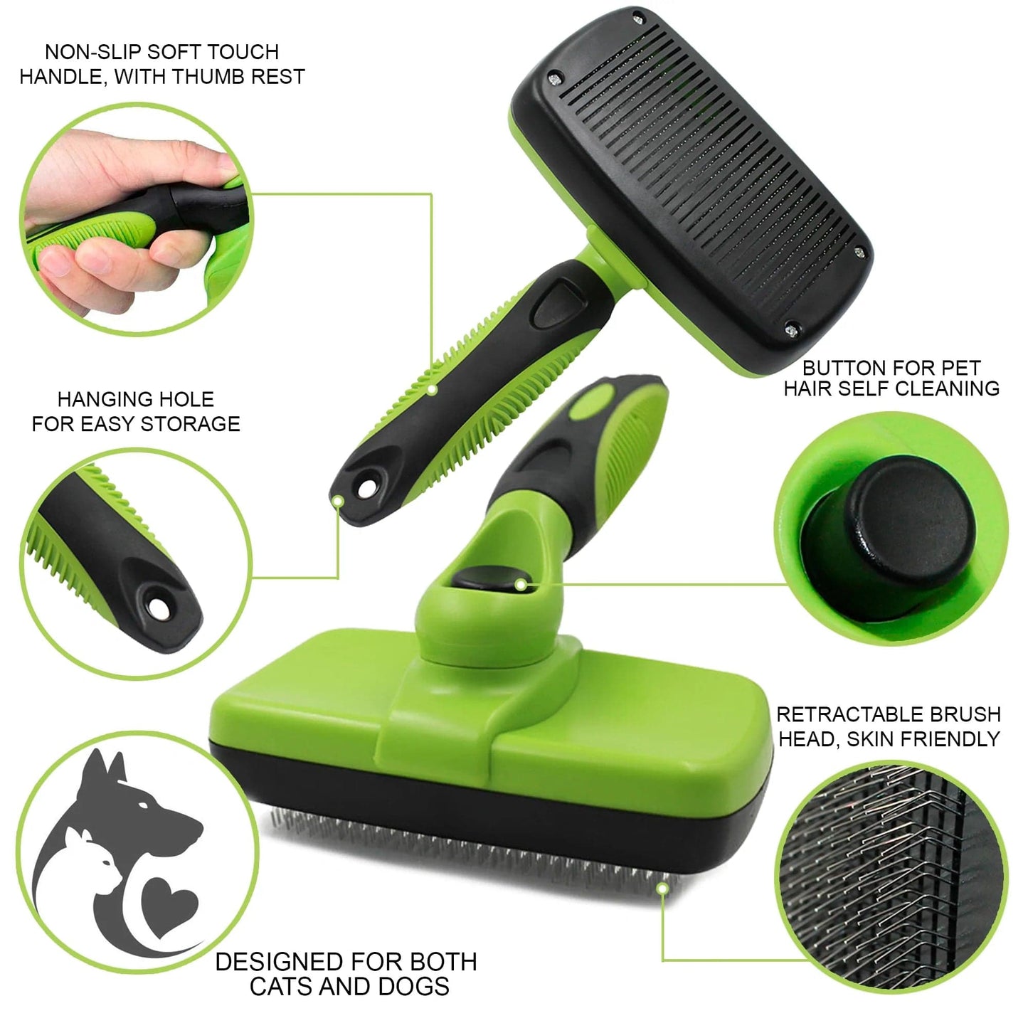 Self Cleaning Slicker Brush Dogs Cats RexiPets