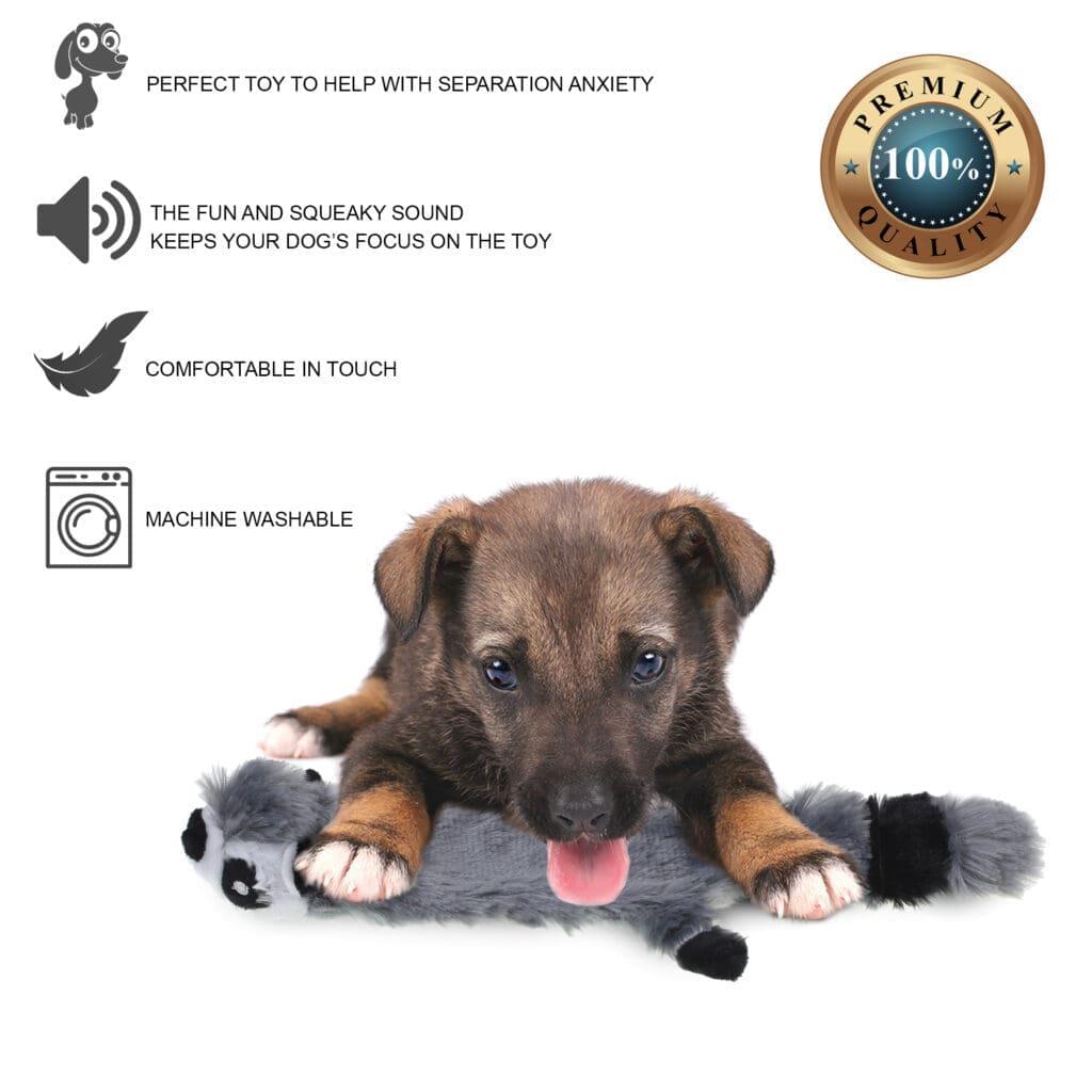 Squeaky Plush Dog Toy Sleepy Raccoon