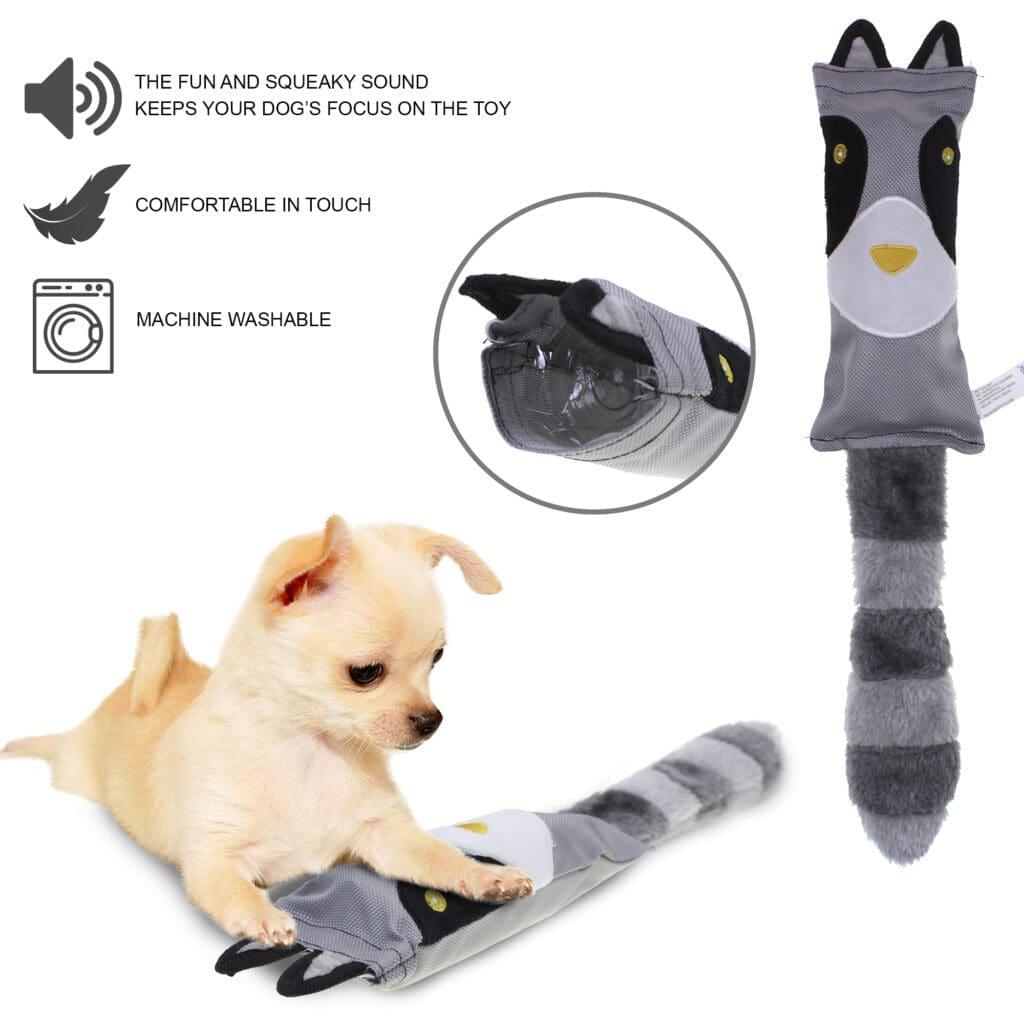 Squeaky Plush Dog Toy Wild Forest Raccoon